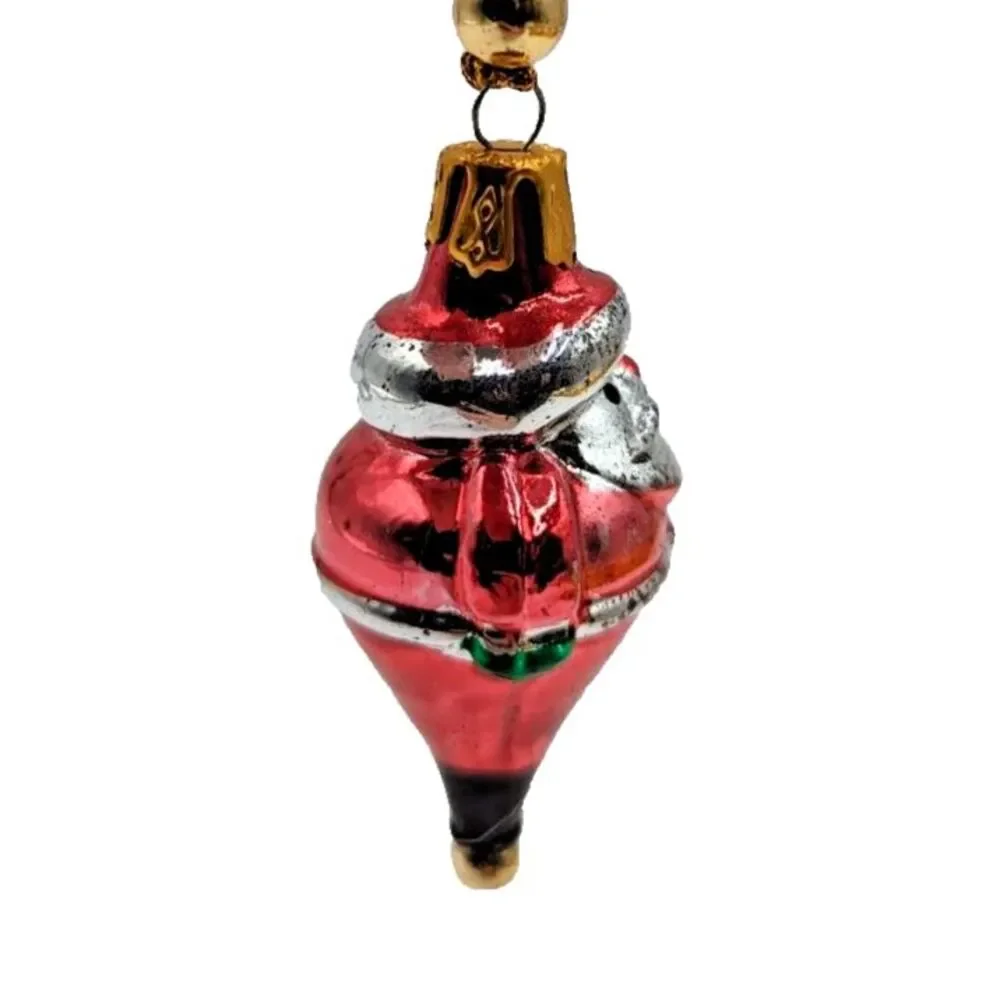 2 inch Blown‎ Glass Santa Ornament
